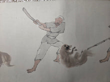 Load image into Gallery viewer, Tanuki no Majutsu Makimono (The Magic of the Tanuki Picture Scroll), 1928. A Delightful Emakimono Tale of a Raccoon, with Numerous Painted Scenes of a Comical Nature, and Several Hell Scenes, including a Demonic Procession