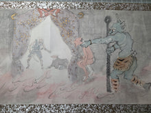 Load image into Gallery viewer, Tanuki no Majutsu Makimono (The Magic of the Tanuki Picture Scroll), 1928. A Delightful Emakimono Tale of a Raccoon, with Numerous Painted Scenes of a Comical Nature, and Several Hell Scenes, including a Demonic Procession