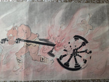 Load image into Gallery viewer, Tanuki no Majutsu Makimono (The Magic of the Tanuki Picture Scroll), 1928. A Delightful Emakimono Tale of a Raccoon, with Numerous Painted Scenes of a Comical Nature, and Several Hell Scenes, including a Demonic Procession