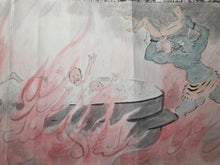 Load image into Gallery viewer, Tanuki no Majutsu Makimono (The Magic of the Tanuki Picture Scroll), 1928. A Delightful Emakimono Tale of a Raccoon, with Numerous Painted Scenes of a Comical Nature, and Several Hell Scenes, including a Demonic Procession