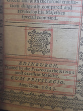 Load image into Gallery viewer, The Holy Bible Containing the Old Testament and the New, 1618(?)/1633. An Early English Bible Ruled in Red, With the First Scottish Edition of the King James New Testament