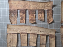 Load image into Gallery viewer, European Genizah. A Collection of 8 Medieval Hebrew Manuscript Fragments on Vellum, Circa 1200-1300. Rare Examples of Recently Excised Manuscript Waste, Likely from a Passover Haggadah or Siddur Prayer Book