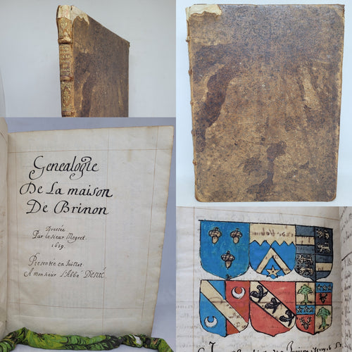 ***RESERVED*** Illustrated Genealogy and Heraldry Manuscript for the House of Brinon, 1659. Généalogie de la Maison de Brin