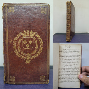 Notebook of Handwritten Notes on Various Subjects, Circa 1840. Manuscript Bound in a 17th Century Armorial Binding for a Duke of Orleans