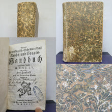 Load image into Gallery viewer, Neues Genealogisch-Schematisches Reichs- und Staats-Handbuch, 1755. Embossed Leather Binding