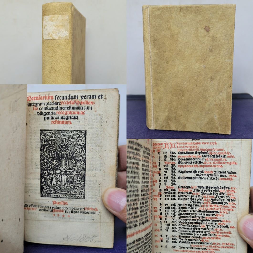 Breviarium Secundum Veram et Integralem Praeclaris Ecclesiae Parisiensis Consuetudinem, 1544. Volume 1 of 2