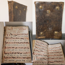 Load image into Gallery viewer, Stenciled Plainchant Manuscript Antiphonary, Containing Prayers for Mass, Complines, Vespers, and More, Early 18th Century