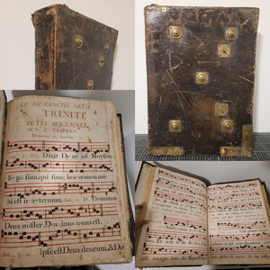 Stenciled Plainchant Manuscript Antiphonary, Containing Prayers for Mass, Complines, Vespers, les Exaltation pour la Sainte Vierge, and More, Early 18th Century