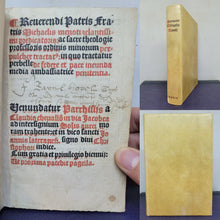 Load image into Gallery viewer, Reverendi Patris Fratris Michaelis Menoti ordinis minorum perpulcher tractatus in quo tractatur perbelle de federe et pace ineunda, media ambassiatrice penitentia, 1519(?). Annotated Copy, with Manuscript Pastedowns