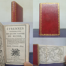 Load image into Gallery viewer, Etrennes Interessantes des Quatre Parties du Monde, 1814. Finely Bound Miniature Almanac