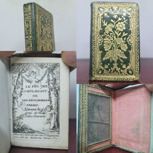 Le Protee Complaisant, 1789. Extremely Scarce Miniature Almanac with Mirror and Bellows Bound In. No Copies Recorded on Worldcat