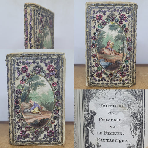 Le Trottoir de Permesse, ou le Rimeur Fantastique, 1788. Extremely Scarce Miniature Almanac in a Beautiful Embroidered and Beaded Binding, with Painted Portraits