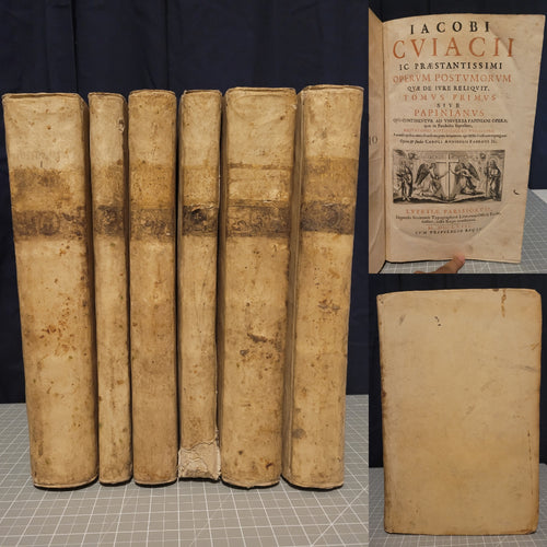 ***RESERVED*** Iacobi Cuiacii ic praestantissimi opera omnia in decem tomos distributa, 1658. Tomes 1, 2 1-2, 3, 4 1-2. 6 Large Folios