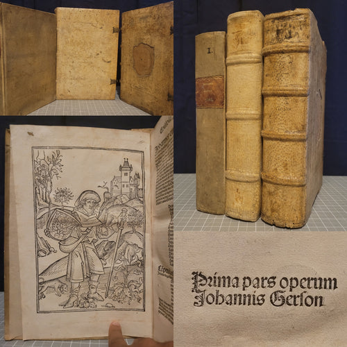 Opera. Prima, Secunda, Tercia Pars, and Inventarium, 1494. Complete works of Jean Gerson, with One Beautiful Ink Initial