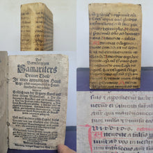 Load image into Gallery viewer, Des Barmhertzigen Samariters Dritter Theil, In einen approbirten Haus-Artzt, oder compendiösen Hausapothecken vorgestellt, 1720(?). Bound in a Late 12th Century Biblical Manuscript, Containing Matthew 7-15