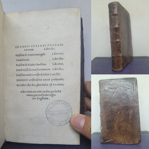Ioannis Iouiani Pontani Amorum libri duo, 1514. Contemporary, Restored Leather Binding