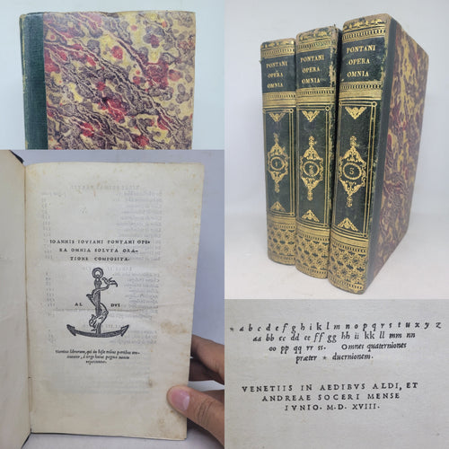 Ioannis Iouiani Pontani Opera omnia soluta oratione composita, 1518-1519. Complete Three Volume Set. Containing the Oft Censored Charon Dialogues