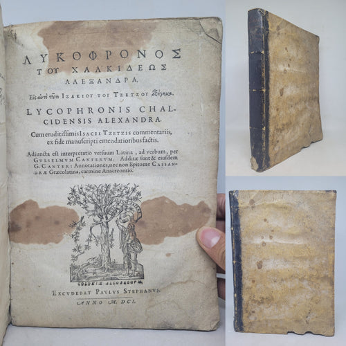 Lycophronis Chalcidensis Alexandra: cum eruditissimis Isacii Tzetzis commentariis, ex fide manuscripti emendatioribus factis, 1601 Commentaries on an Ancient Greek Poem