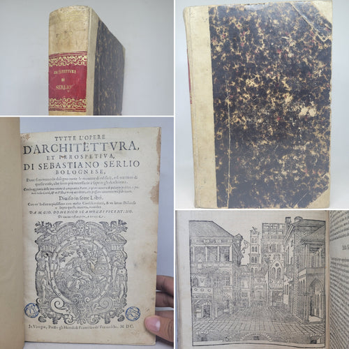 Tutte l'Opere d'Architettura et Prospettiva, 1600. Scarce Second Collected Edition of Serlio’s Famed Architectural Work, With Hundreds of Woodcuts, Many Full-Page