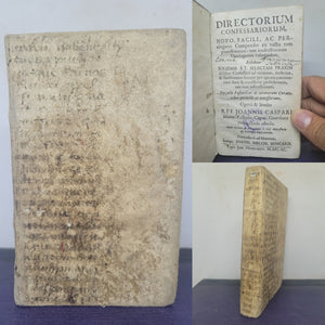 Directorium Confessariorum, 1690. Bound in 15th Century Manuscript Waste