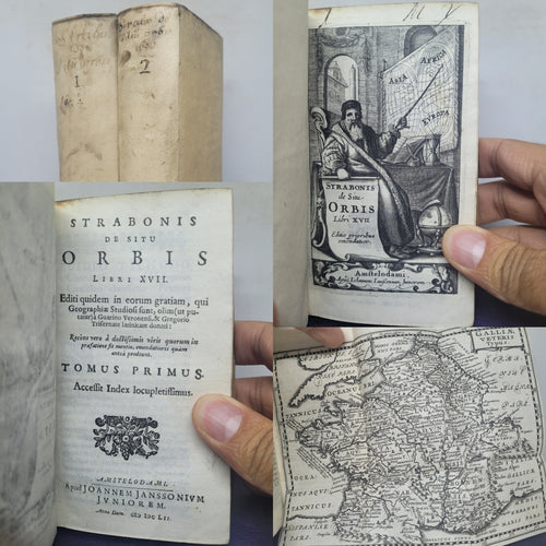 Strabonis De Situ Orbis Libri XVII, 1652. Two Vellum Volumes