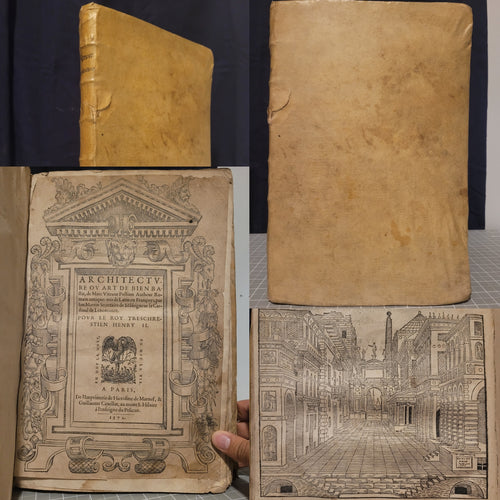 Architecture ou Art de bien bastir de Marc Vitruve Pollion autheur romain antique, 1572. Second Edition of the Complete French Translation of Vitruvius. Over 100 Large Woodcut Illustrations, Many Full-Page