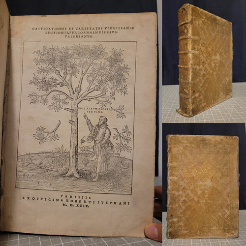 Opera, Grammatici in Eadem Commentarii, 1532. Extremely Scarce Estienne Virgil, in a Beautiful Gilt Tooled Vellum Binding