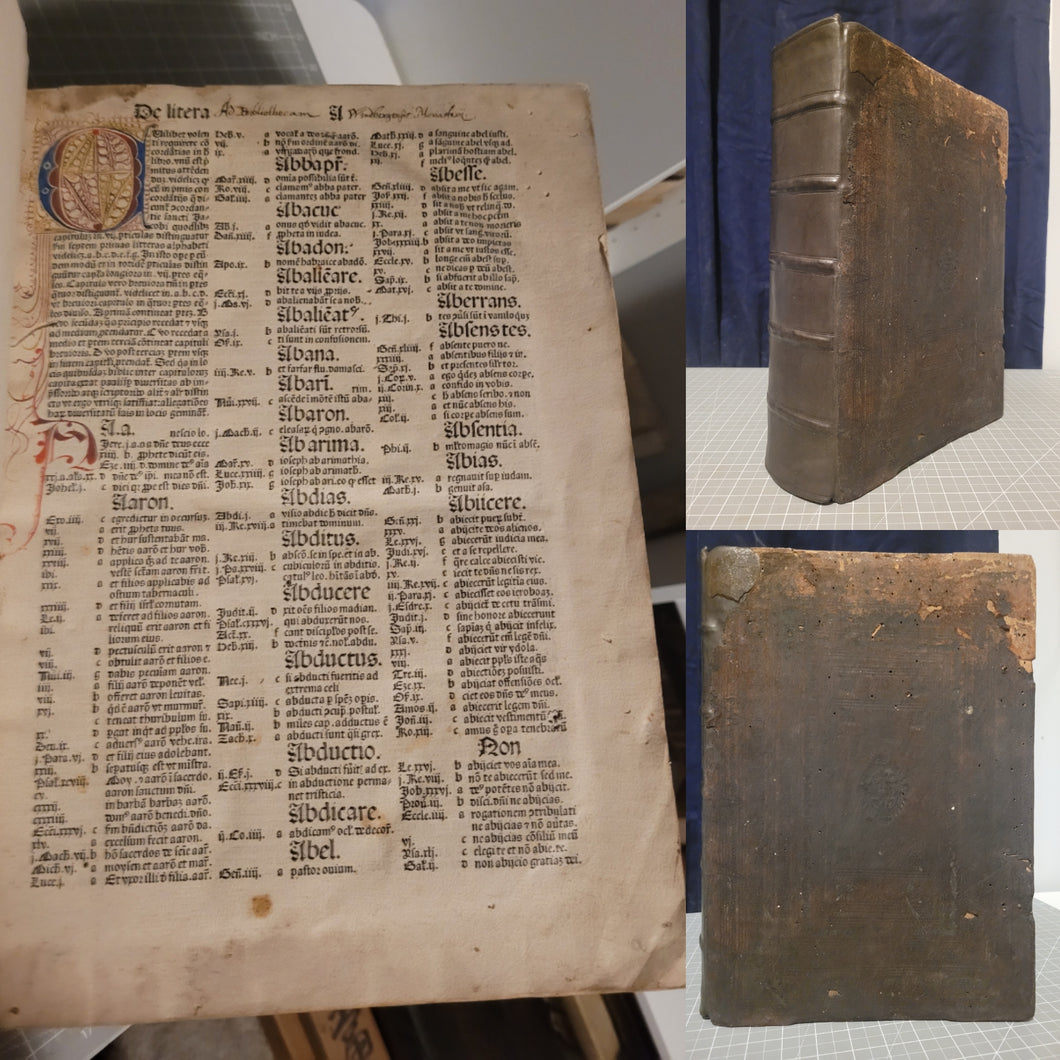 Concordantiae Bibliorum, 1485. Koberger Concordance with a Beautiful 11-Line Pen and Ink Initial, and Occasional Rubrication. Exceedingly Rare at Auction, and bearing the provenance of Windberg Abbey