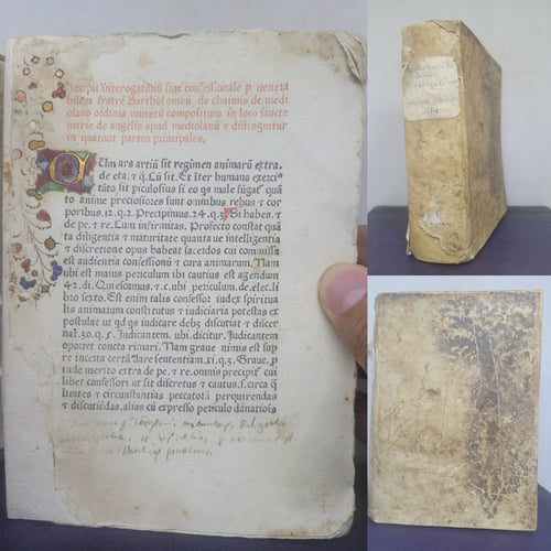 Confessionale sive Interrogatorium; Bound With; Interrogationes faciende infirmo morienti, 1474. Rare at Auction, and Nicely Illuminated, in Early Paper Wraps. Rare at Auction