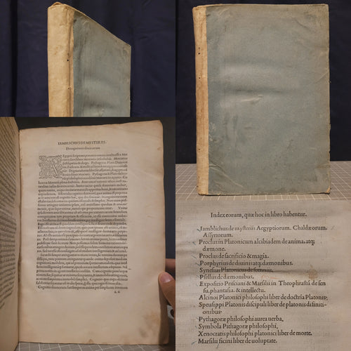 De Mysteriis Aegyptiorum, Chaldaeorum, Assyriorum. Tr: Marsilius Ficinus. Add: Proclus: In Platonicum Alcibiadem; De sacrificio et magia; Porphyrius: De divinis et daemonibus... Psellus: De daemonibus…, 1497. The First Aldine Iamblichus