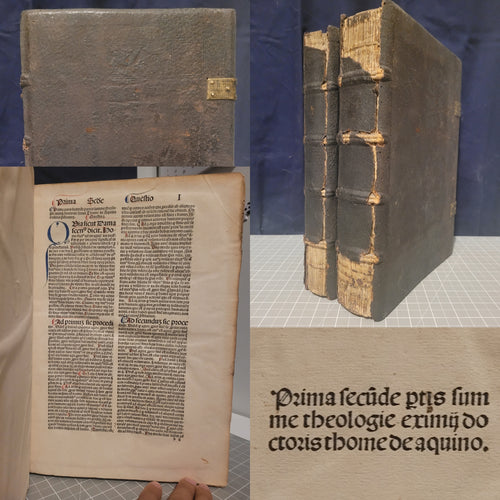 Summa Theologica, 1496. Volume II of III in Two Tomes. Aquinas’s Masterpiece, Rubricated and in Original Boards