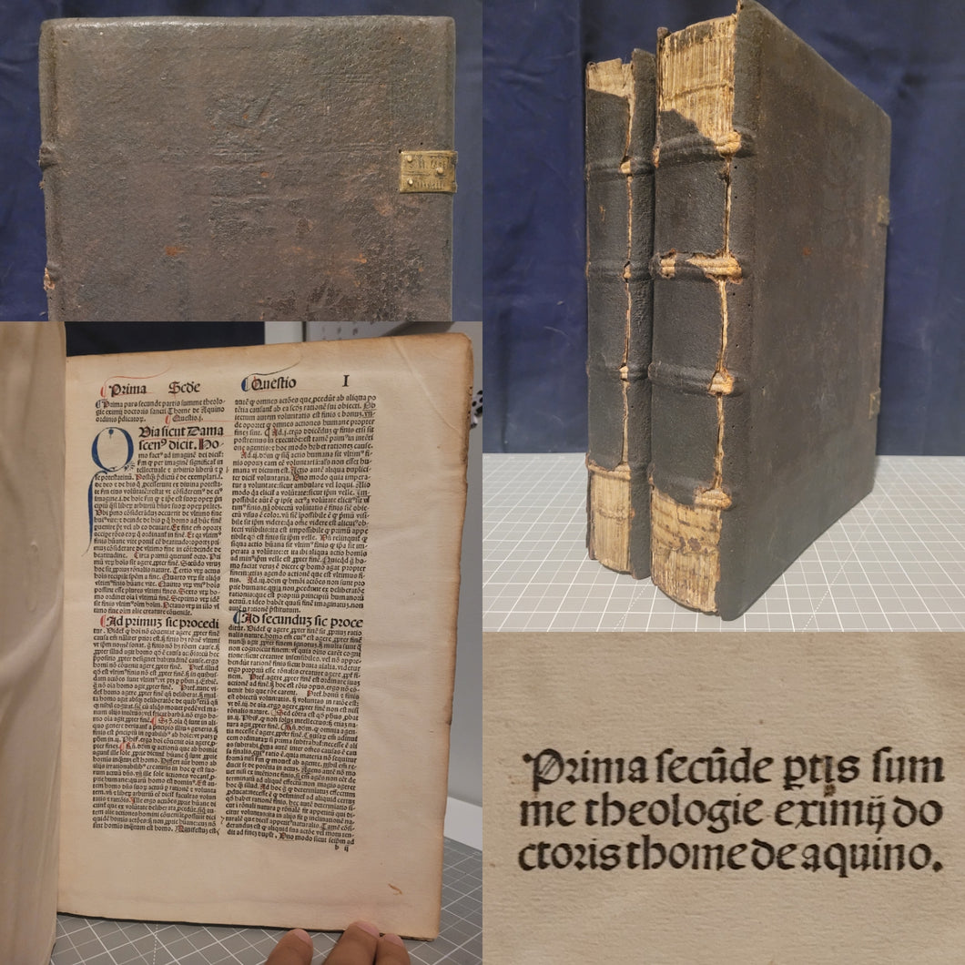 Summa Theologica, 1496. Volume II of III in Two Tomes. Aquinas’s Masterpiece, Rubricated and in Original Boards