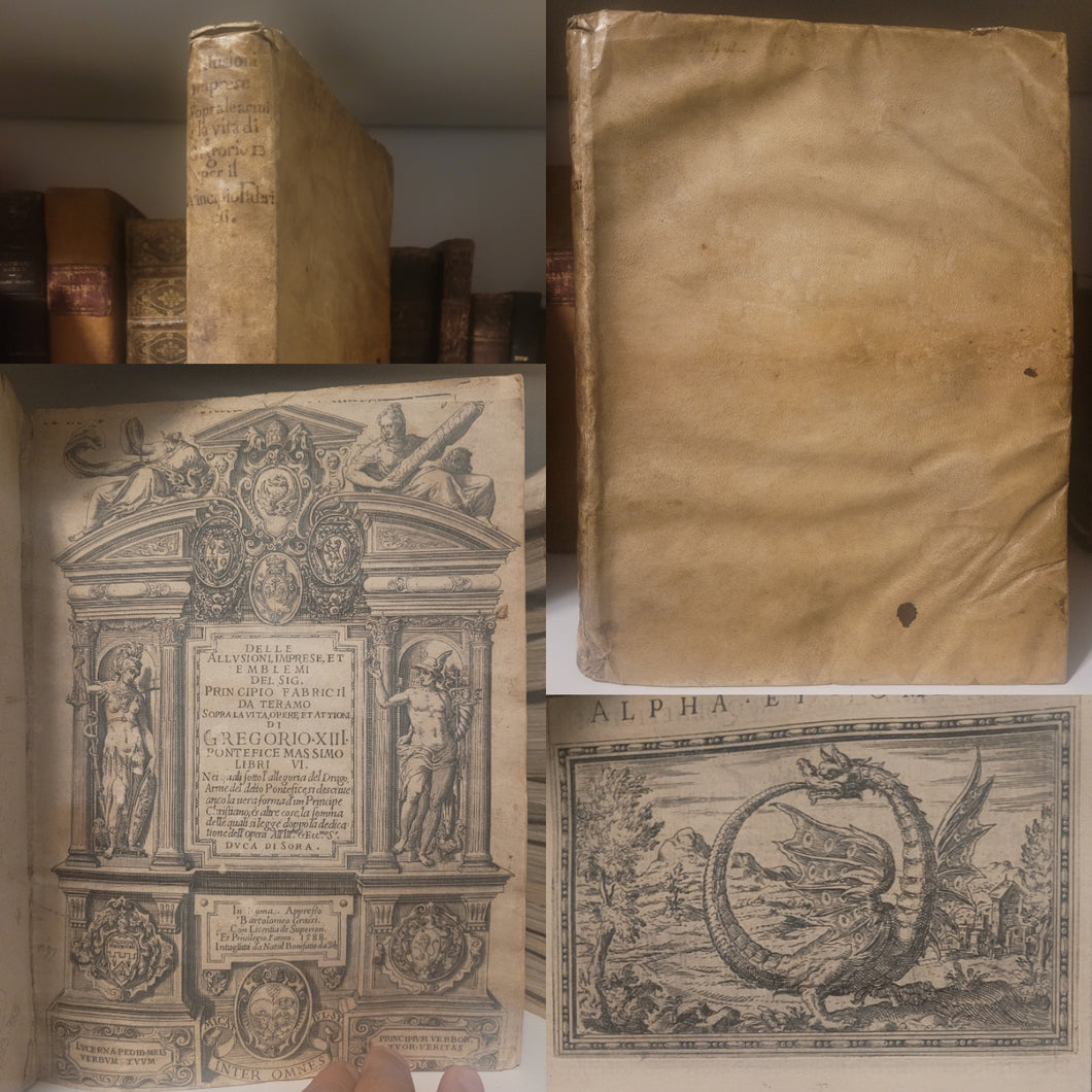 Delle Allusioni, Imprese, et Emblemi del Signor Principio Fabricii, 1588. First and Only Edition of this Allegorical Emblem Book