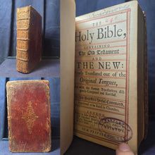 Load image into Gallery viewer, The Holy Bible Containing the Old Testament and the New, 1713. Volumes 1 of 2, Old Testament Only. With Red Ruling and A Tooled Morocco Binding