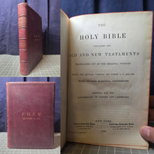 Load image into Gallery viewer, The Holy Bible containing the Old and New Testaments. 1898. In a Presentation Binding for Franklin Wiseman, gifted by the Bishop of Madras. With 12 Pages of Color Maps