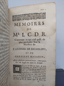 Memoires de Mr. L. C. D. R. Contenant, 1713