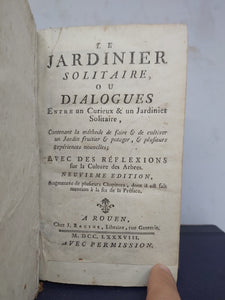 Le Jardinier Solitaire ou Dialogues, 1738. 8th Edition