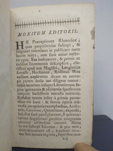 Praeceptiones Rhetoricae, Ex Aristotele, Cicerone Et Quintiliano Depromptae, 1770
