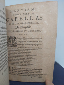 Satyricon, in Quo De Nuptiis Philologiæ....Bound with Ludovici Carrionis Antiquarum lect...Bound with Theophrasti Notationes morum, ionum commentarii III... Bound with Desiderii Heraldi Adversariorum libri duo...1599/1576/1599/1599