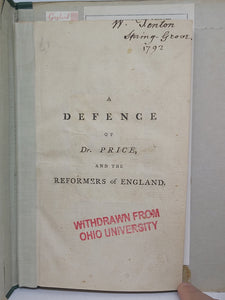 A defence of Dr. Price and the reformers of England, 1792