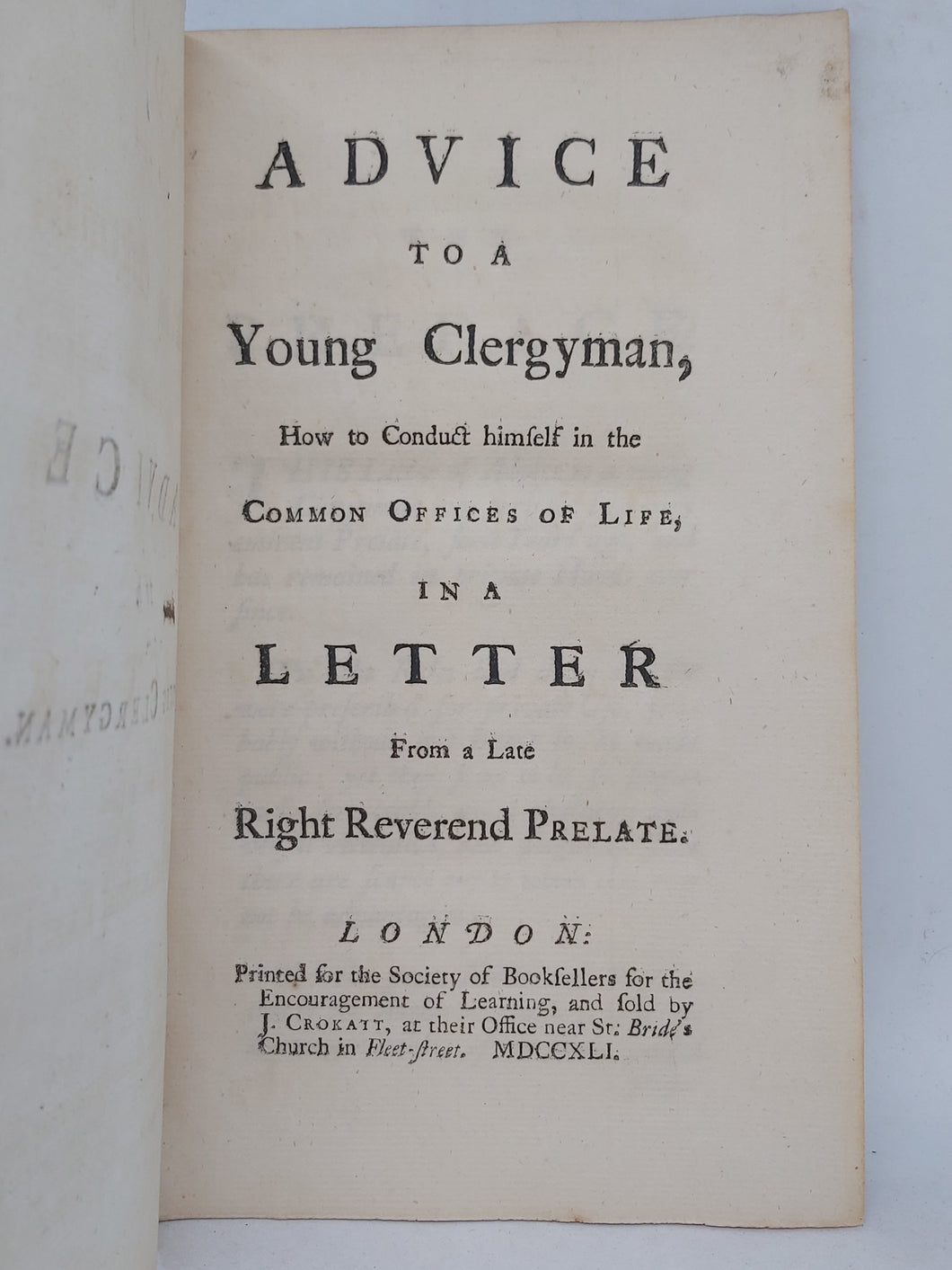 Advice to a young clergyman: how to conduct himself in the common offices of life, 1741