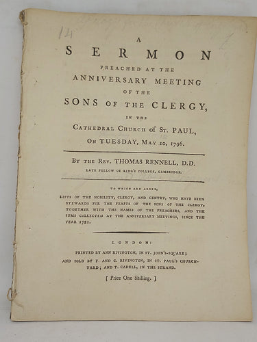 A sermon preached at the anniversary meeting of the Sons of the Clergy, in the cathedral church of St. Paul, on Tuesday, May 10, 1796