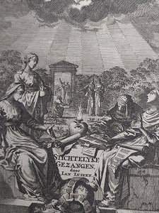 Zedelyke en stichtelyke gezangen, van Jan Luiken. En den lof en oordeel van de werken der barmhertigheid. Alles met konstige figuuren versiert, 1734