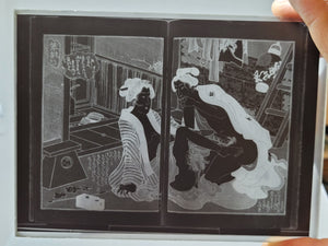 Shunga, Glass Negative Photographic Plates. Set of 12, Box L. Early 20th Century