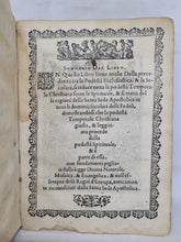 Load image into Gallery viewer, Al santissimo, et Beatissimo Papa Sisto V. Della Precedenza tra la Podesta Ecclesiastica et la Secolare. Libri III, 1586