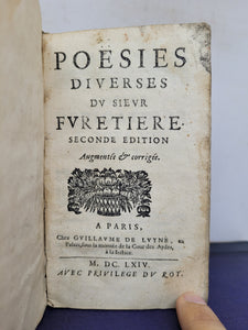 Poesies Diverses Du Sieur Furetiere, 1664