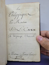 Load image into Gallery viewer, Les Philippiques, 1755. Manuscript Edition