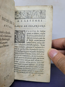Satire di Cinque Poeti Illustri, di Nuovo Raccolte et Poste a Luce, 1565