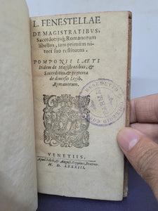 L. Fenestellae De magistratibus, sacerdotijsque Romanorum libellus, 1583