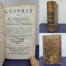 Load image into Gallery viewer, L&#39;Esprit de M. Nicole, ou Instructions sur les verites de la religion, tirees des ouvrages de ce grand theologien, 1765